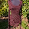 KAREN MILLEN SIZE 3 CHOCOLATE BROWN WITH FEATHER DETAIL