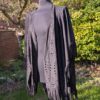 BLACK FAUX SOFT SUEDE FRINGE PONCHO (ONE SIZE)